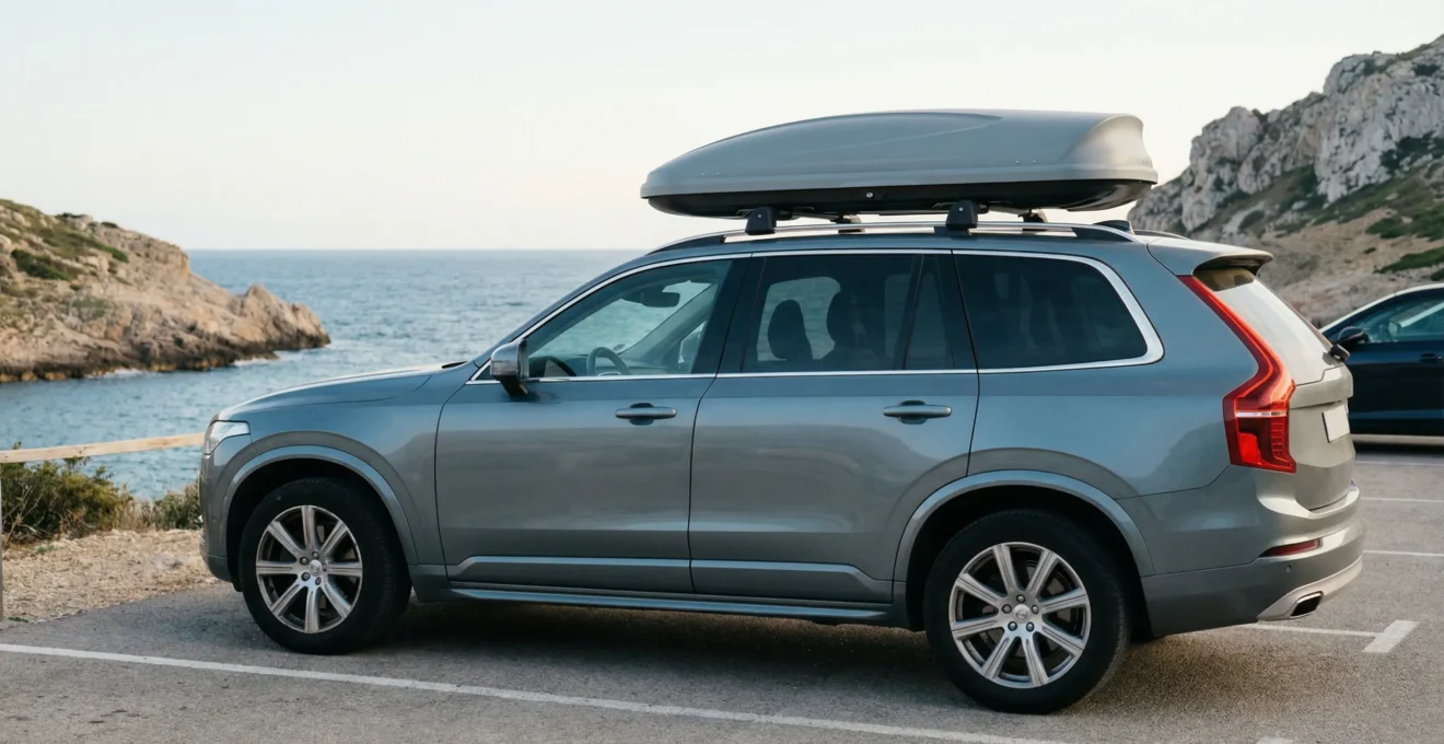 SUV familial avec coffre de toit préparé pour traversée ferry Corse